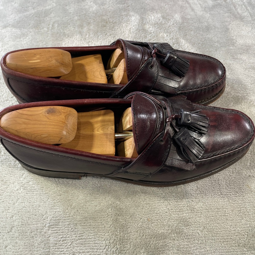 Allen Edmonds Enfield Loafers Dress Shoes Men 8.5 Burgundy Leather Tassel Kiltie